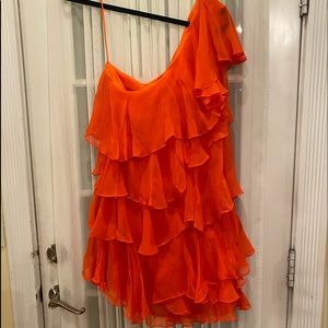 Halston Heritage Tiered Ruffle One Shoulder Dress